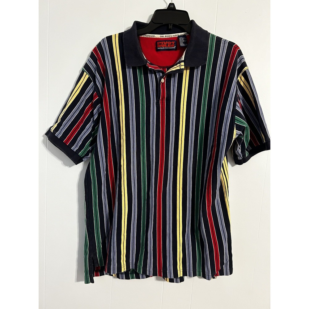 Vintage pivot rules Size Extra large‎ men's Striped polo Shirt. Retro.